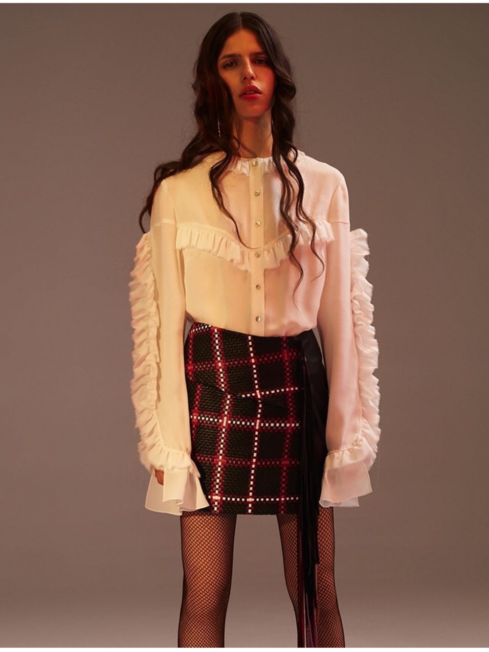Magda Butrym Handmade Plaid Leather Fringe Mini Skirt 36 Never Worn
